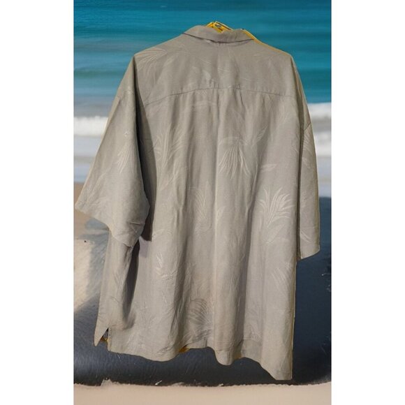 Tommy Bahama 3XB Mens Relaxed Fit Silk Shirt Blue Leaf Print Short Sleeve Button - Picture 2 of 6